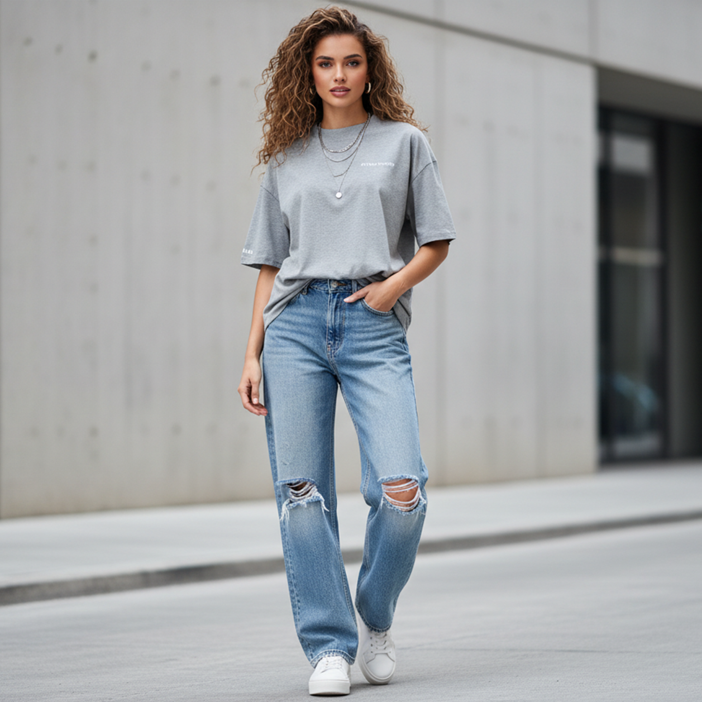 Women's Premium Oversized High Neck Tee